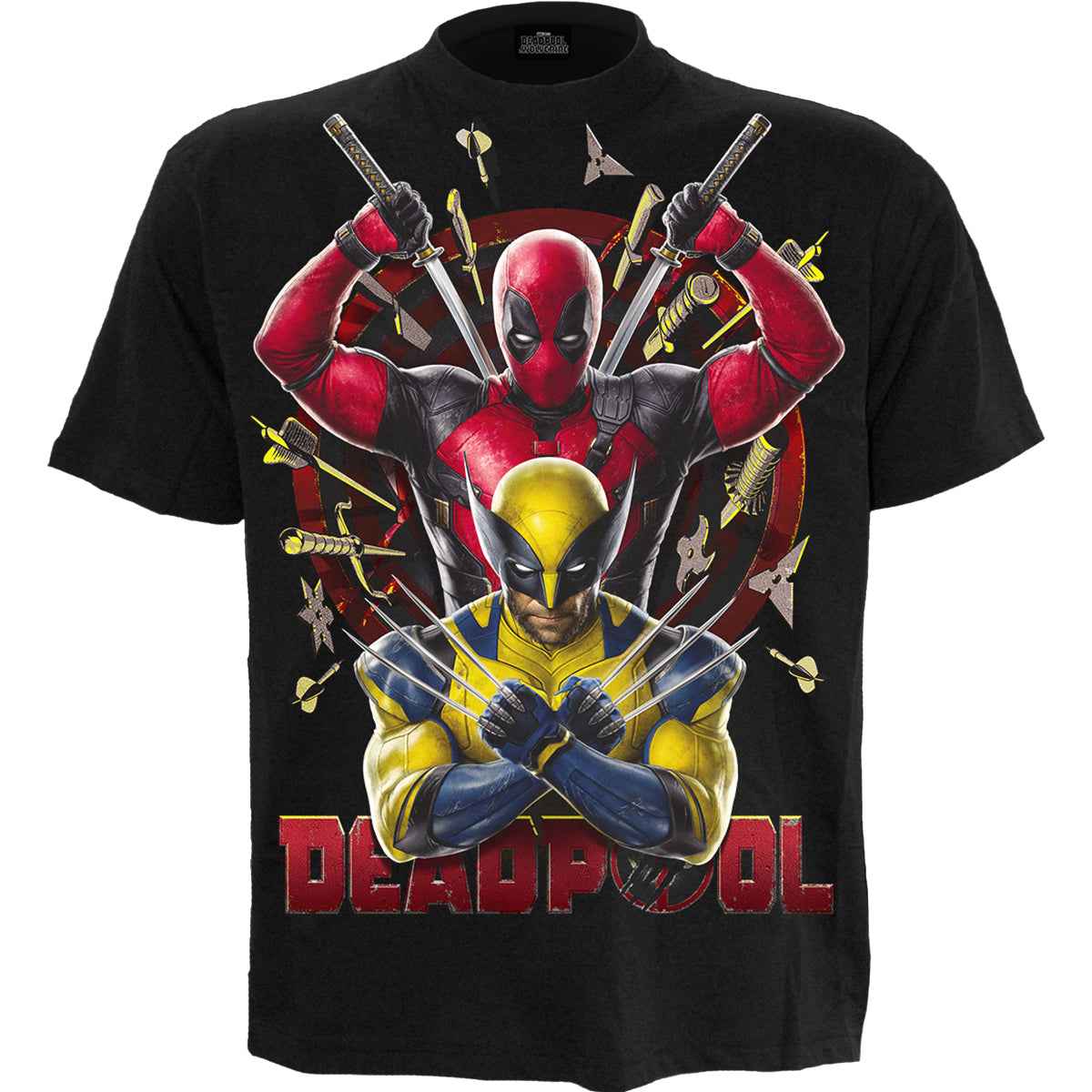 DEADPOOL - WOLVERINE BULLSEYE - T-Shirt Black - Damned Threads