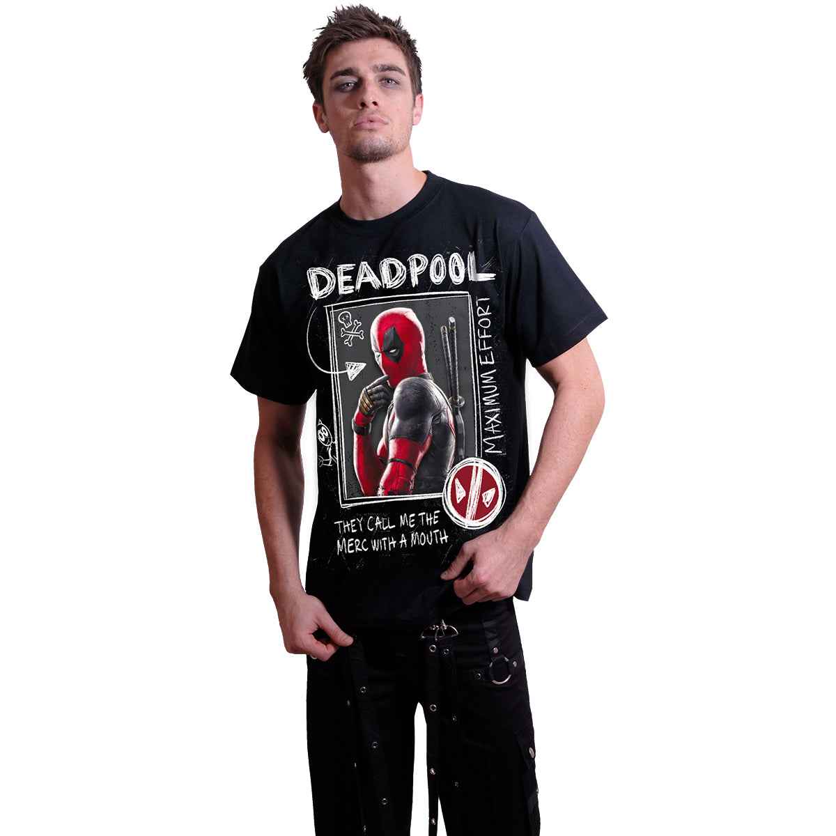 DEADPOOL - WOLVERINE SKETCHES - T-Shirt Black - Damned Threads