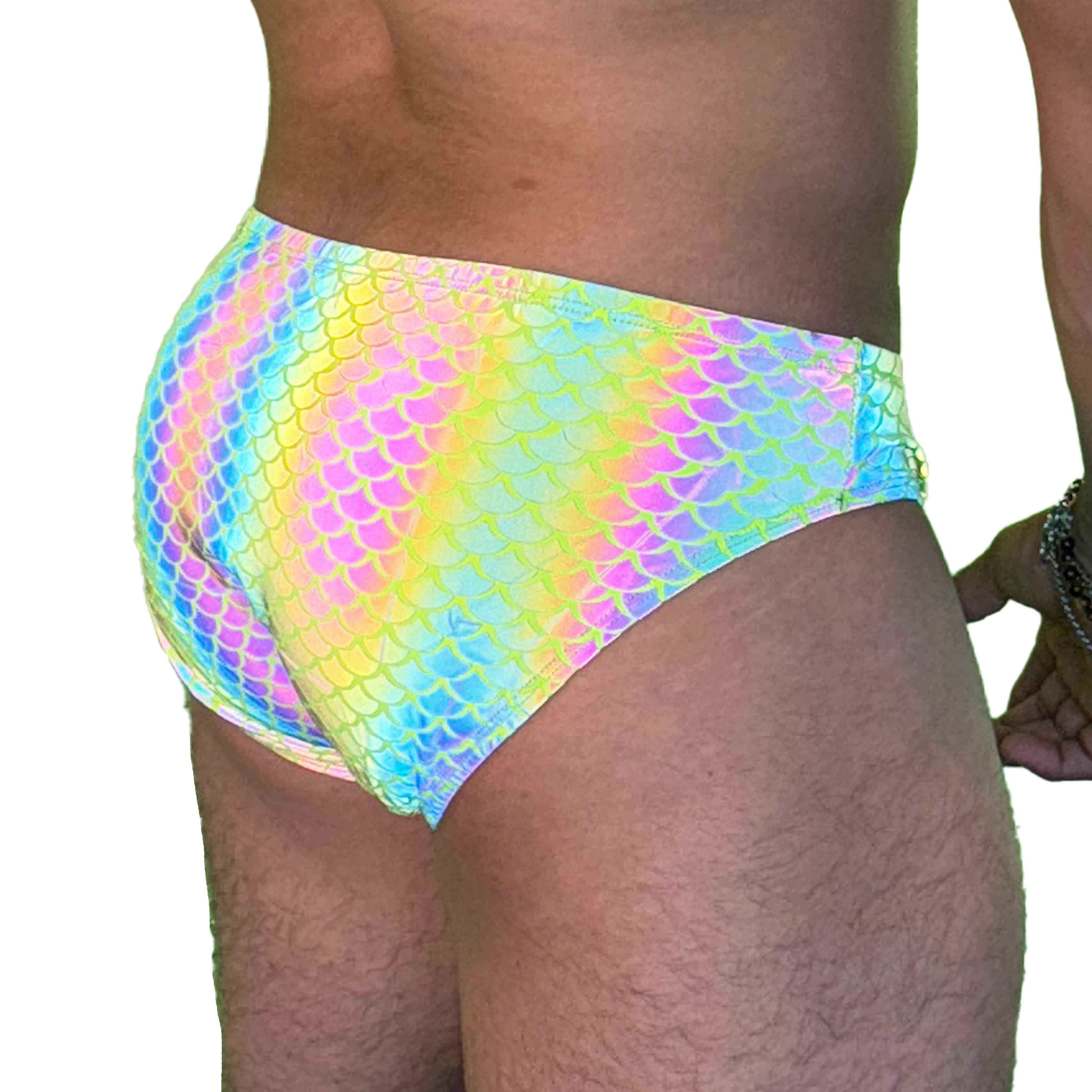 Party Bottoms - UV Green Mermaid Classic Cut Party & Swim Brief - Damned Threads