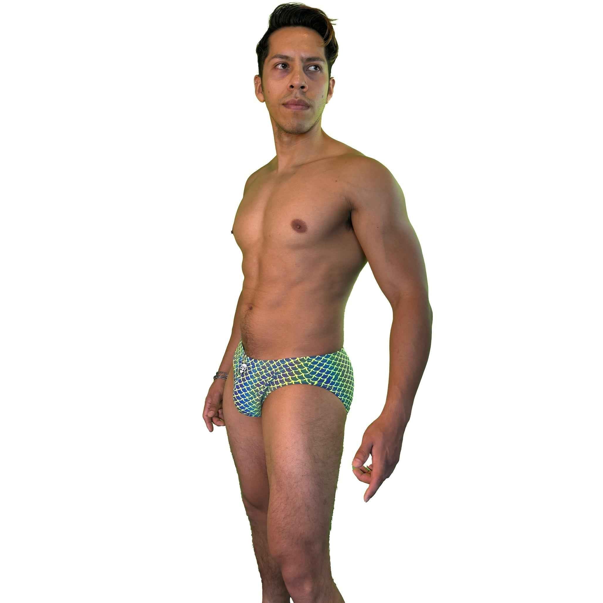 Party Bottoms - UV Green Mermaid Classic Cut Party & Swim Brief - Damned Threads