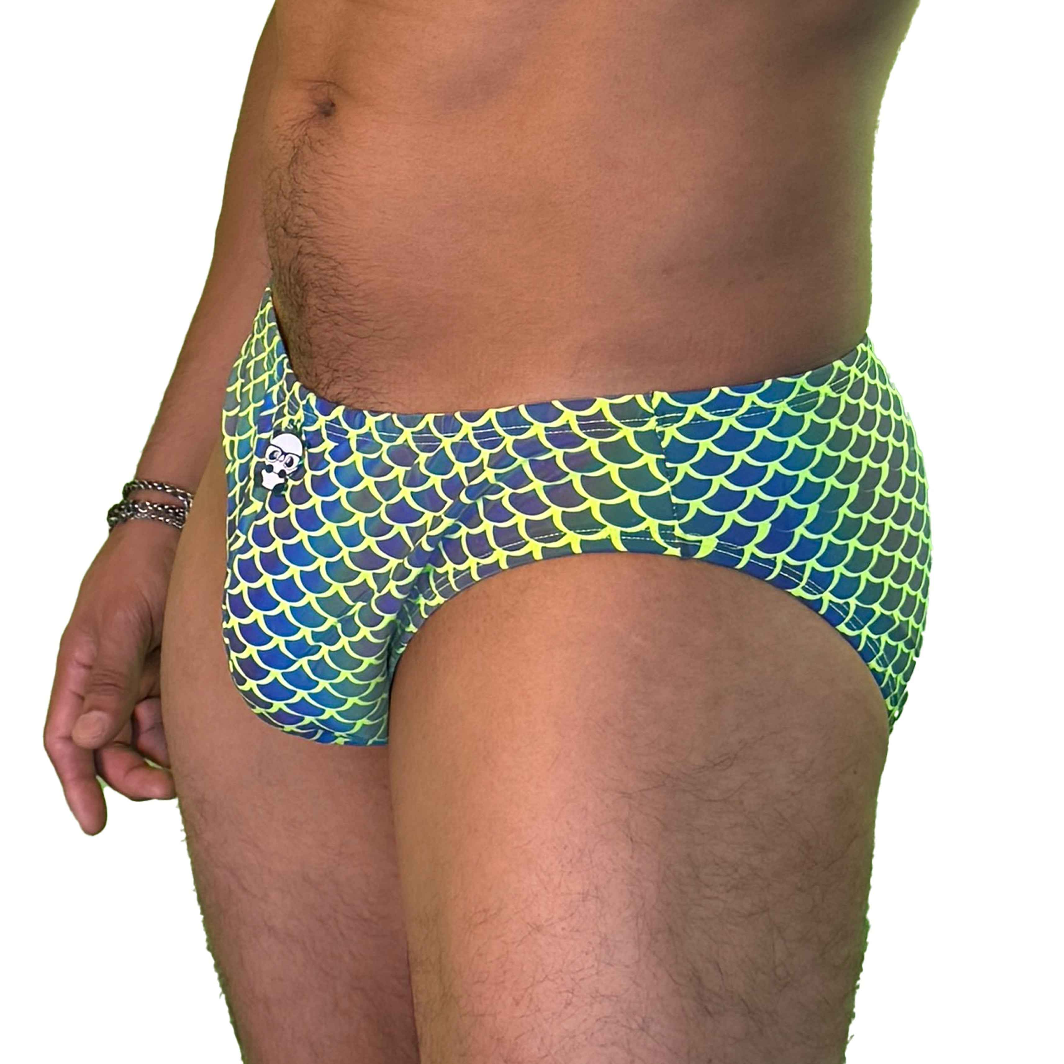 Party Bottoms - UV Green Mermaid Classic Cut Party & Swim Brief - Damned Threads