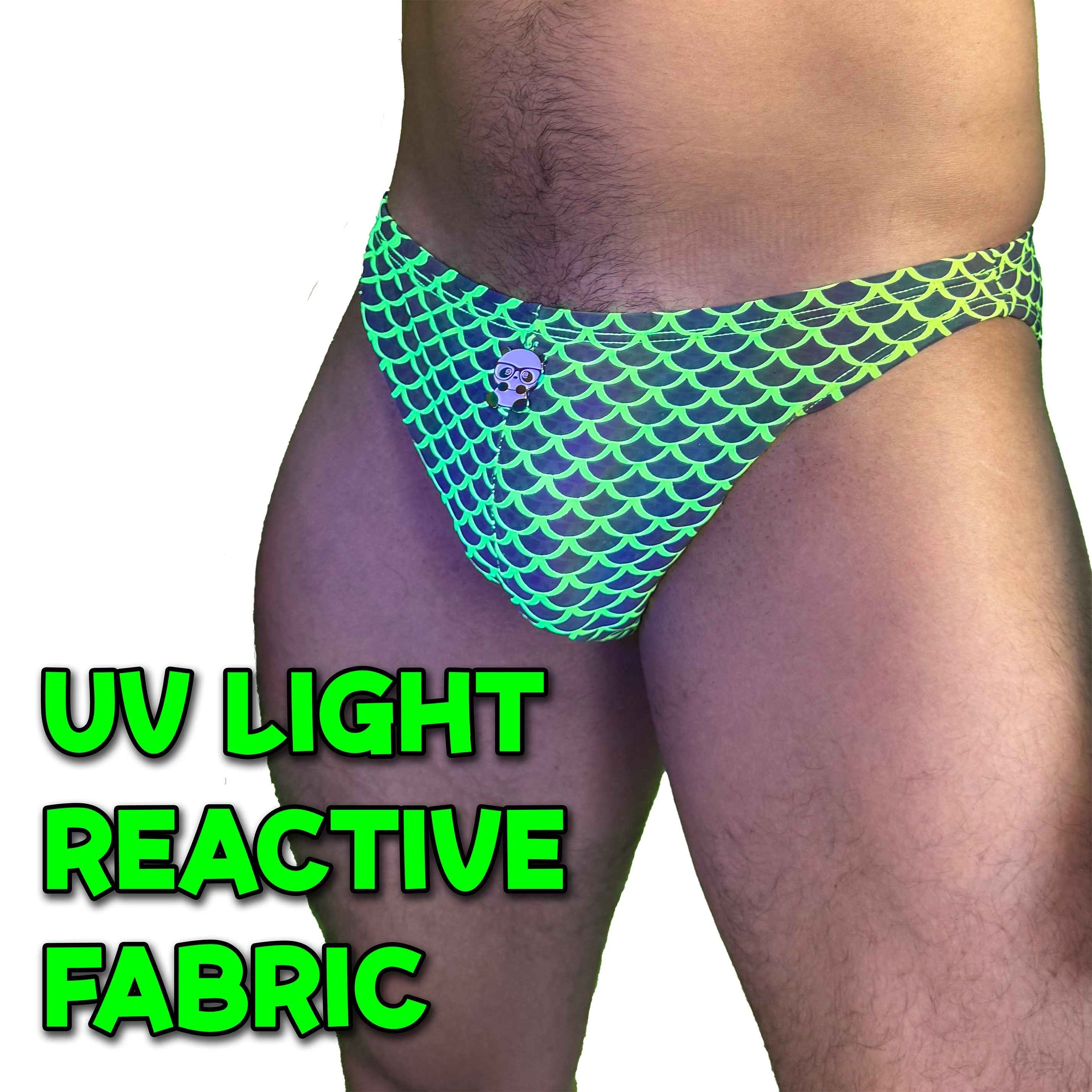 Party Bottoms - UV Green Mermaid Classic Cut Party & Swim Brief - Damned Threads