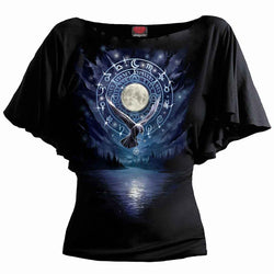 WITCHCRAFT - Boat Neck Bat Sleeve Top Black - Damned Threads