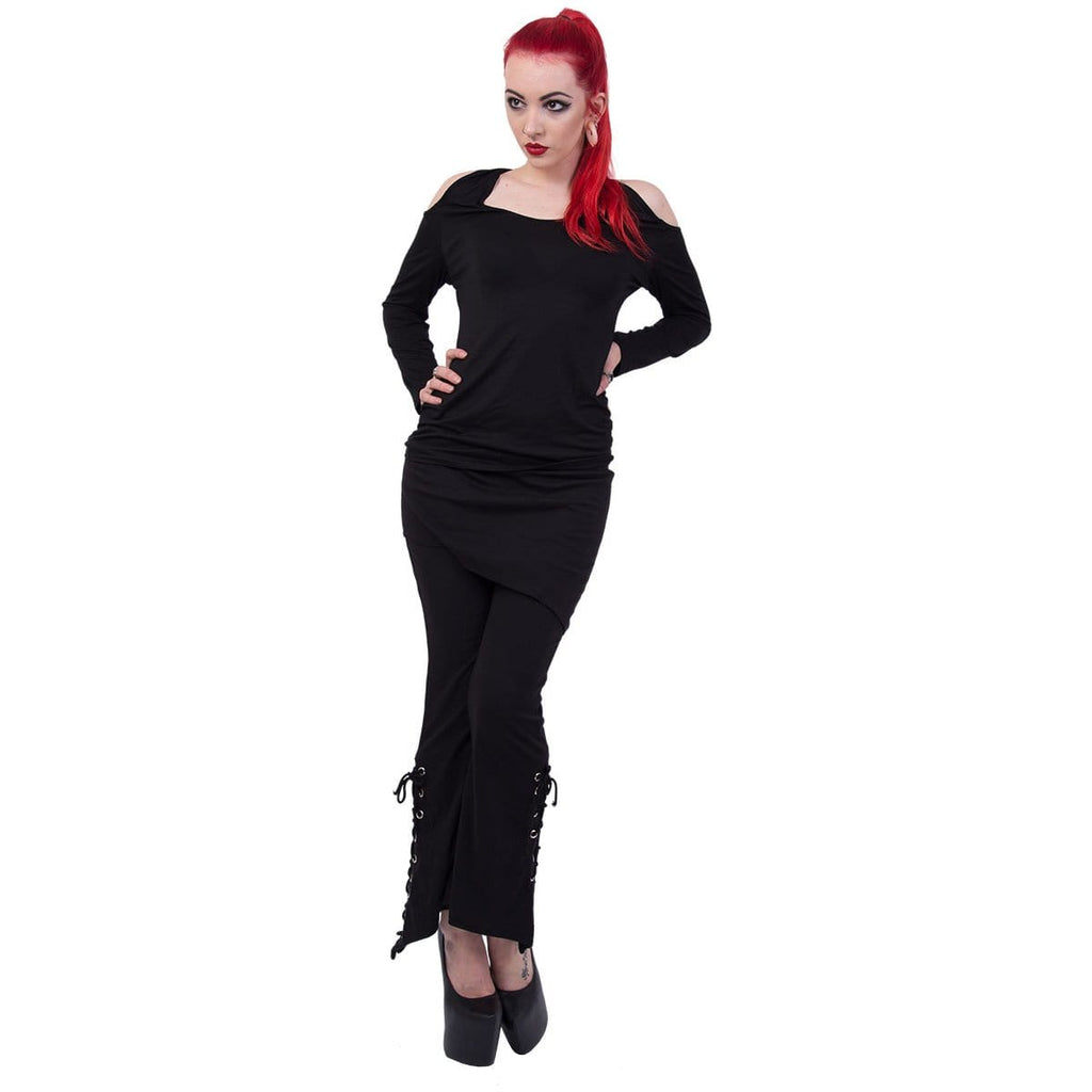 URBAN FASHION - 2in1 Boot-Cut Leggings with Micro Slant Skirt - Damned Threads
