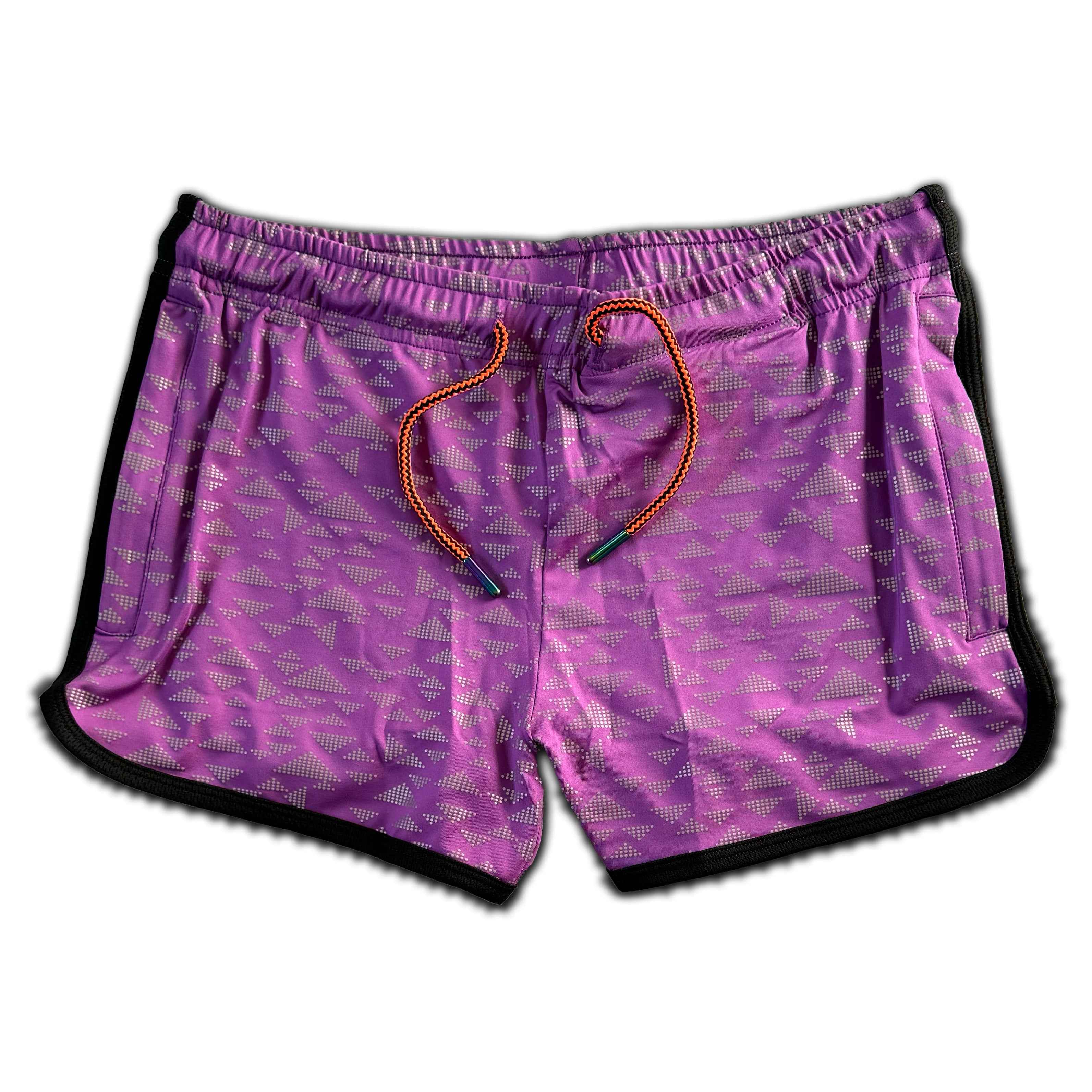 The "VPL" Party Shorts - Purple Flash Reflective Triangles - Damned Threads