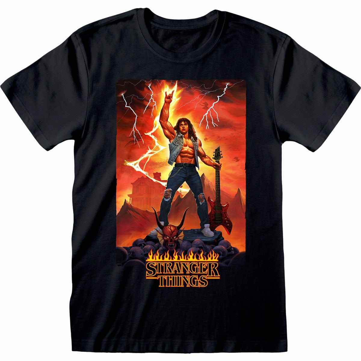 STRANGER THINGS 4 - EDDIE ROCKS - T-Shirt Black - Damned Threads