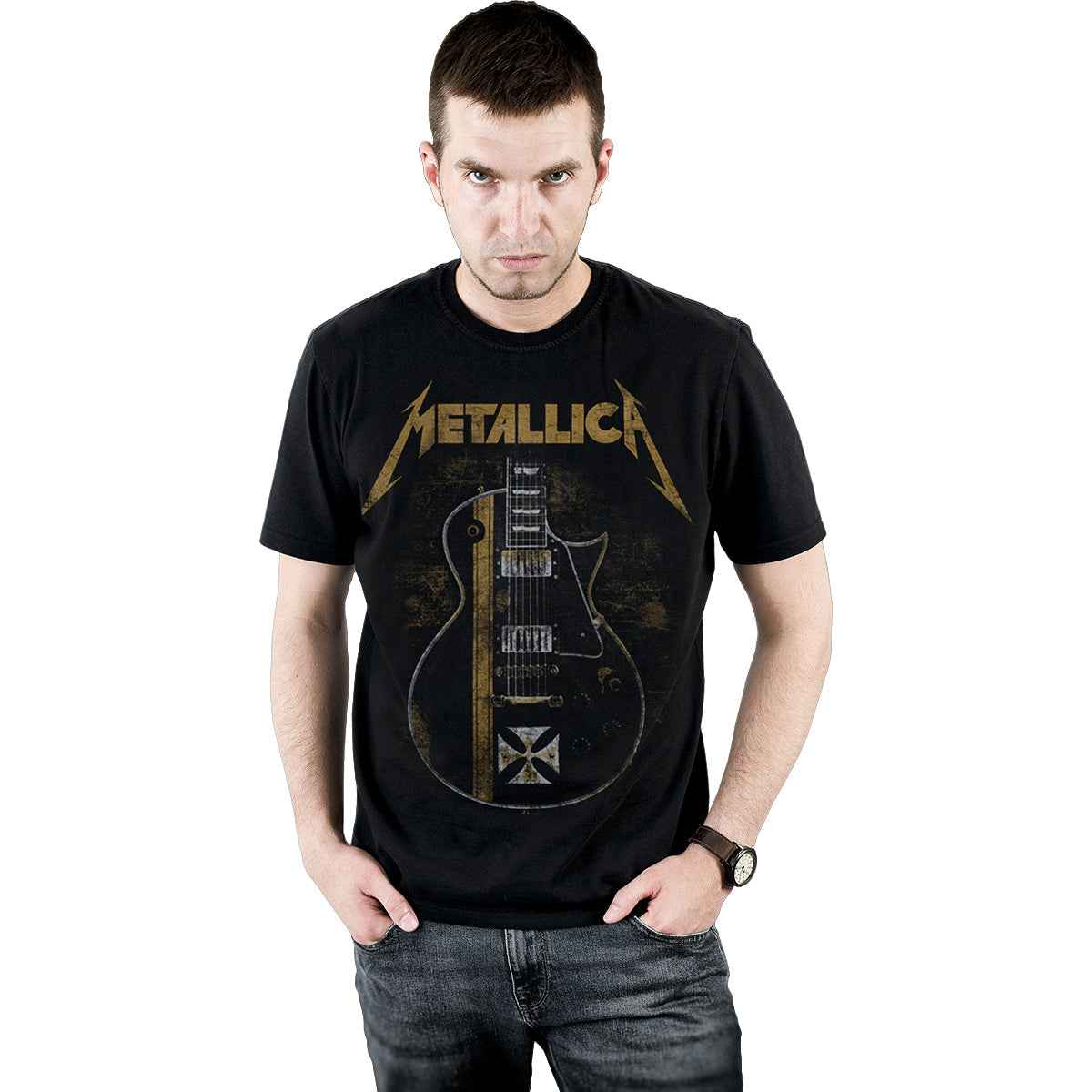 METALLICA - HETFIELD IRON CROSS - Front Print T-Shirt Black - Damned Threads