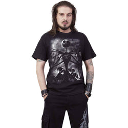 NIGHTMARE BEFORE CHRISTMAS - STORMY SKIES - Front Print T-Shirt Black - Damned Threads