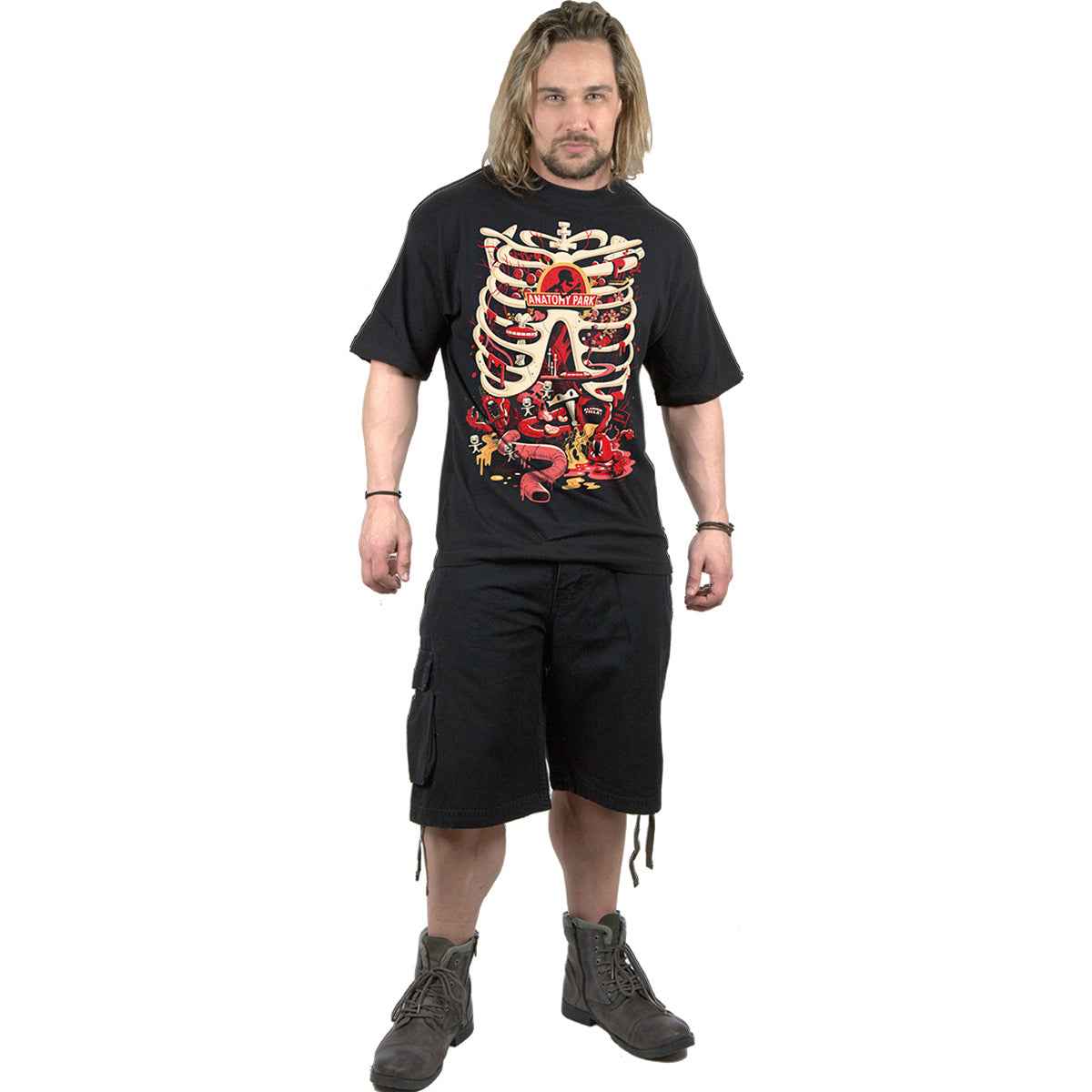 RICK AND MORTY - ANATOMY PARK   - Front Print T-Shirt Black - Damned Threads