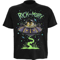 RICK AND MORTY - SPACE CRUISER   - Front Print T-Shirt Black - Damned Threads
