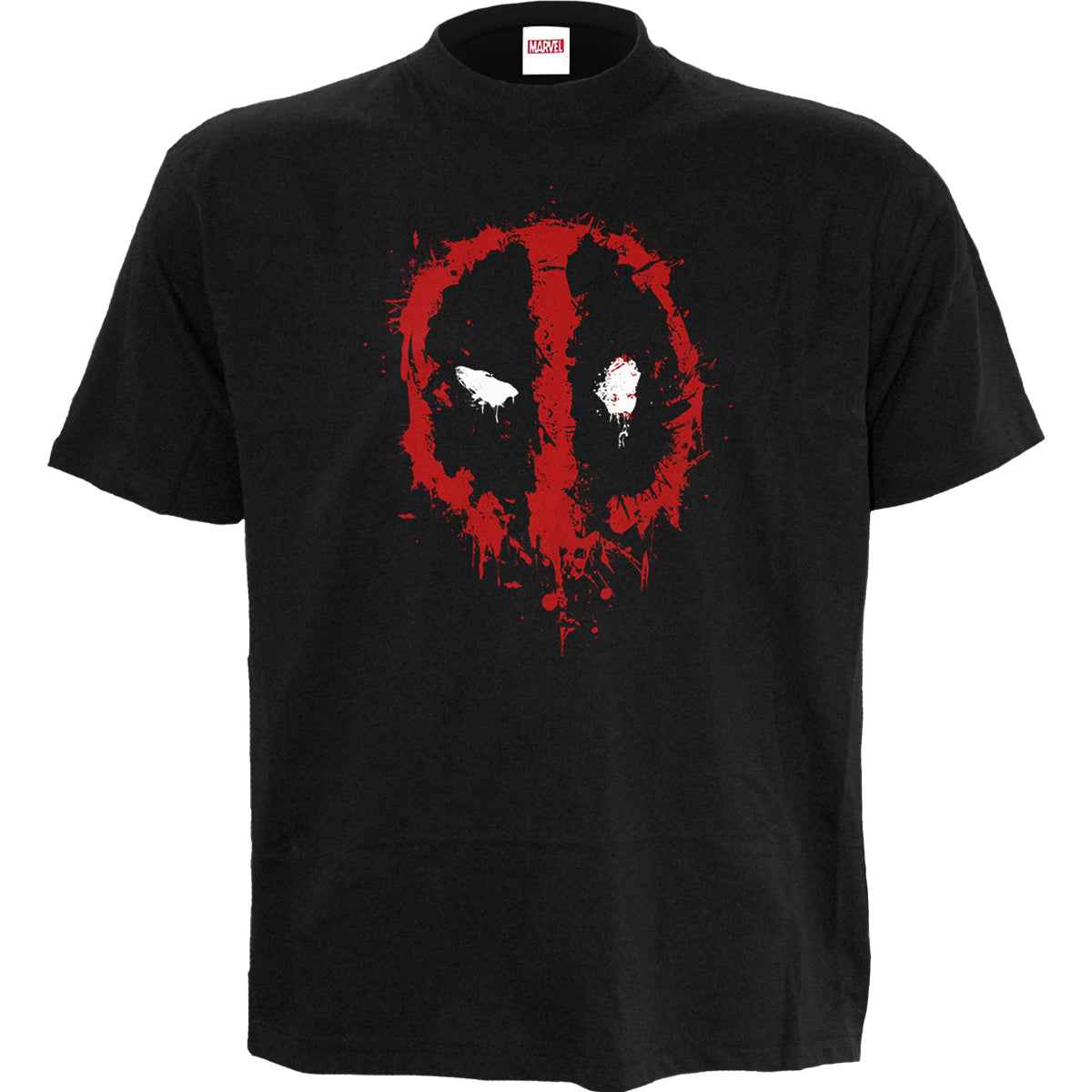 MARVEL DEADPOOL - SPLAT - Front Print T-Shirt Black - Damned Threads