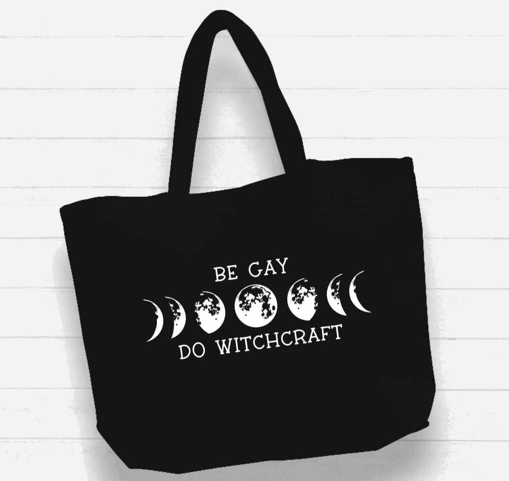 Beach Bag / XL Tote Bag - "be gay do witchcraft" - Damned Threads