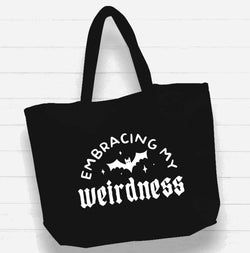 Beach Bag / XL Tote Bag - "embracing my weirdness" - Damned Threads