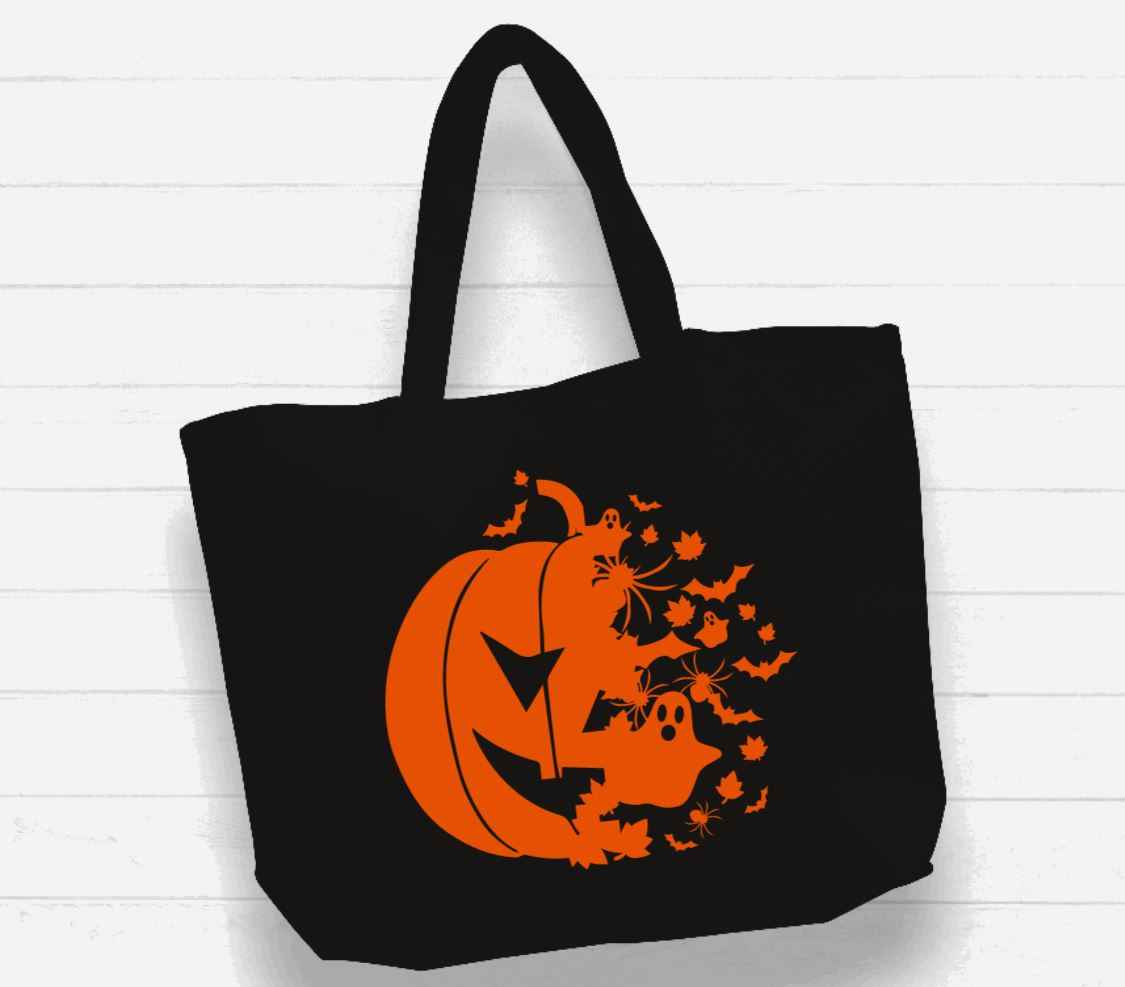 Beach Bag / XL Tote Bag - "halloween pumpkin" - Damned Threads