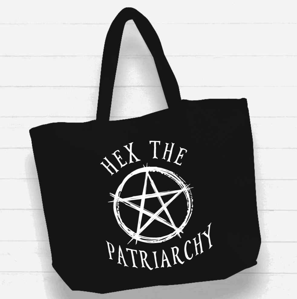 Beach Bag / XL Tote Bag - "hex the patriarchy" - Damned Threads