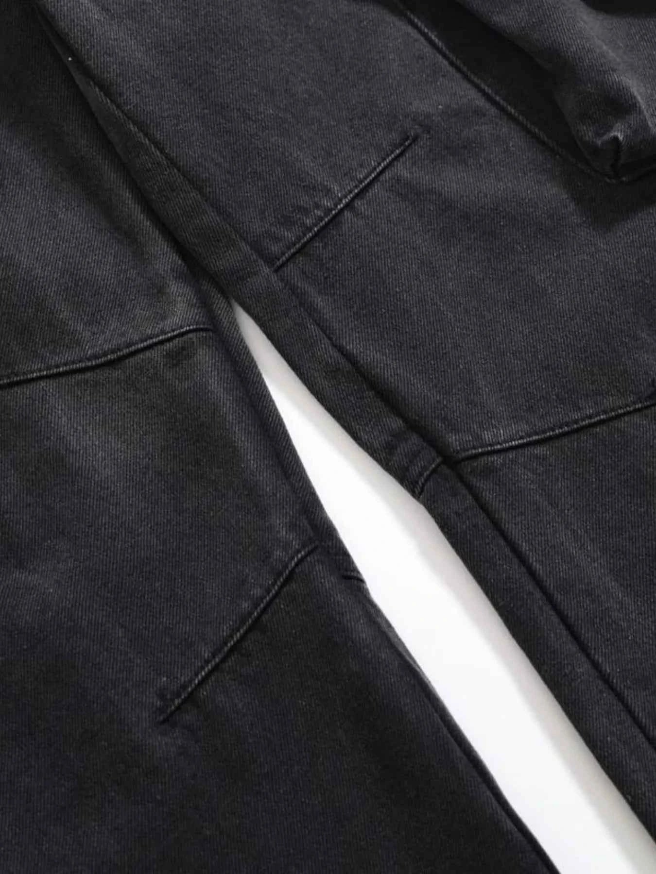 Men's Cargo Wide Leg Jeans with Multiple Pockets