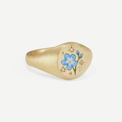 18K Gold Pattern & Inlaid Zirconia Ring - Damned Threads