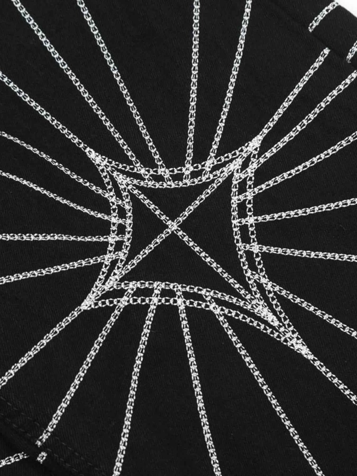 Men's Spider Web Embroidered Flared Jeans