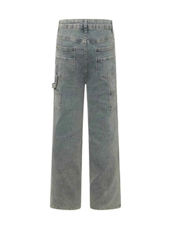 Men's High Waist Straight Leg Cargo Jeans