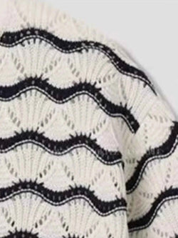 Men's Plus Size Wavy Stripe Contrast Knit Top