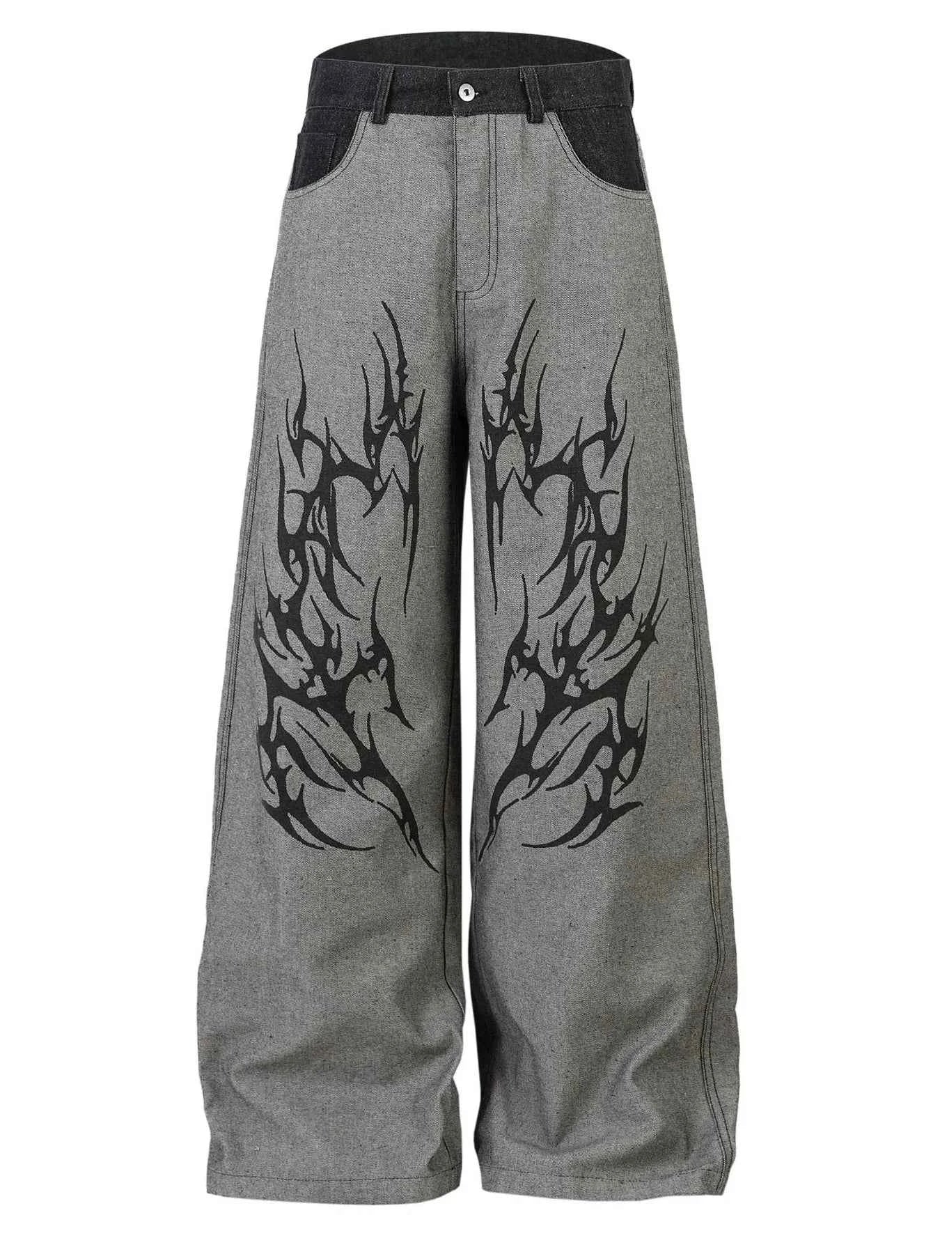 Men's Lightning Pattern Wide Leg Jeans