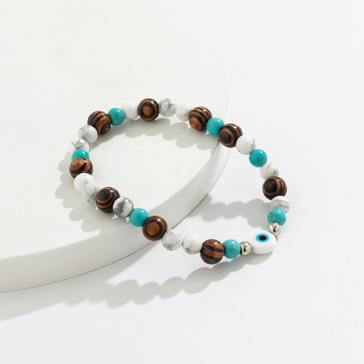 Turquoise & Wooden Beads Bracelet - Damned Threads