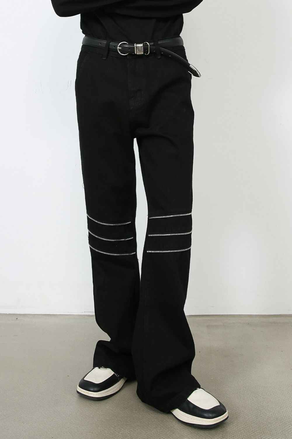 Men's Bootcut Knee Stipe Jeans With Pockets - Damned Threads