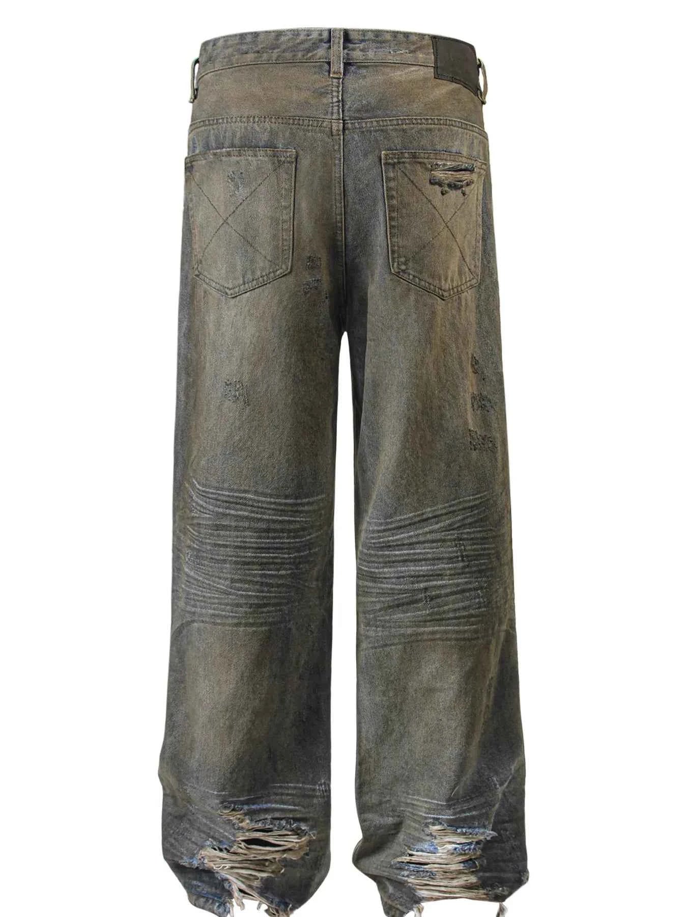 Men's Vintage Distressed Wide Leg Jeans