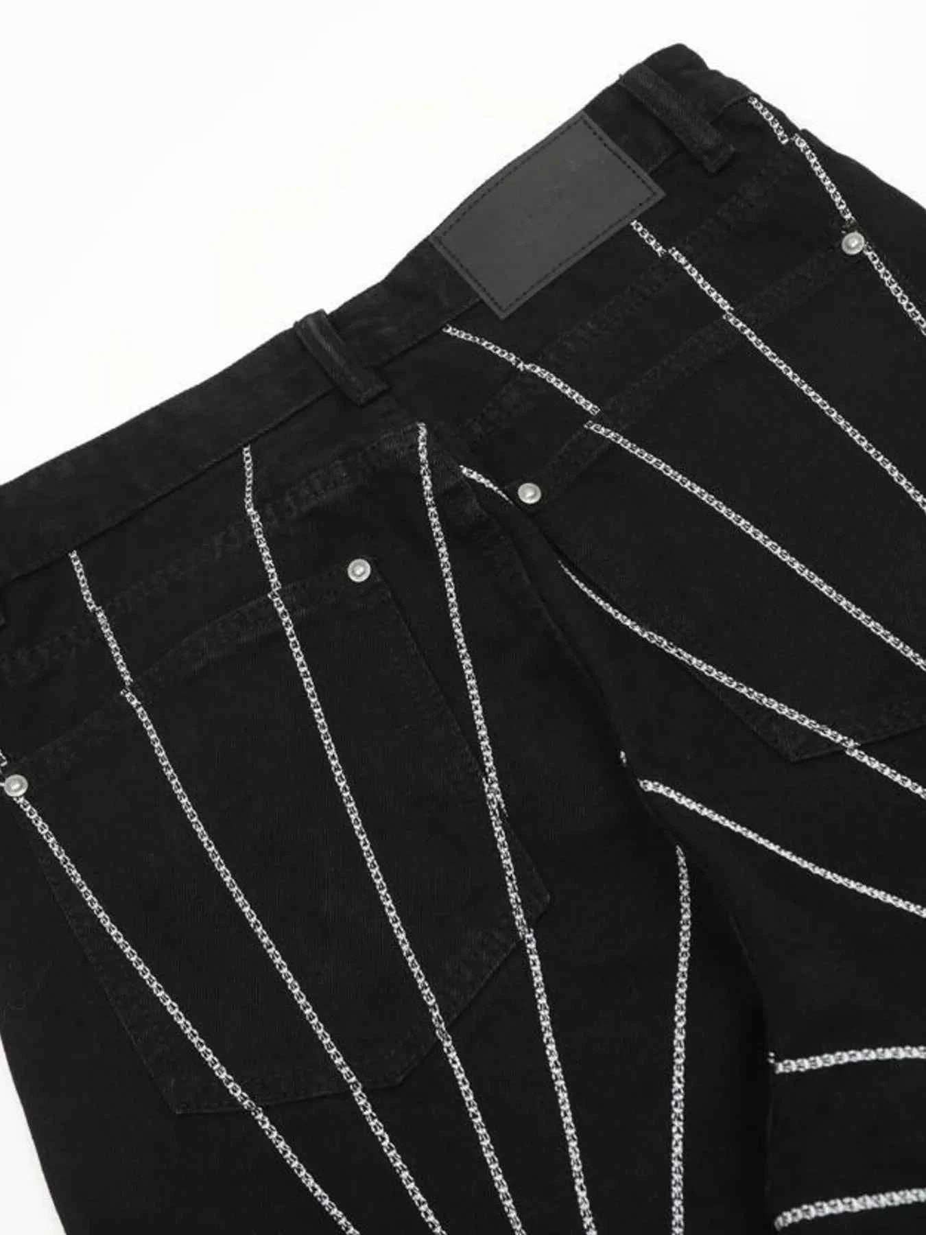 Men's Spider Web Embroidered Flared Jeans