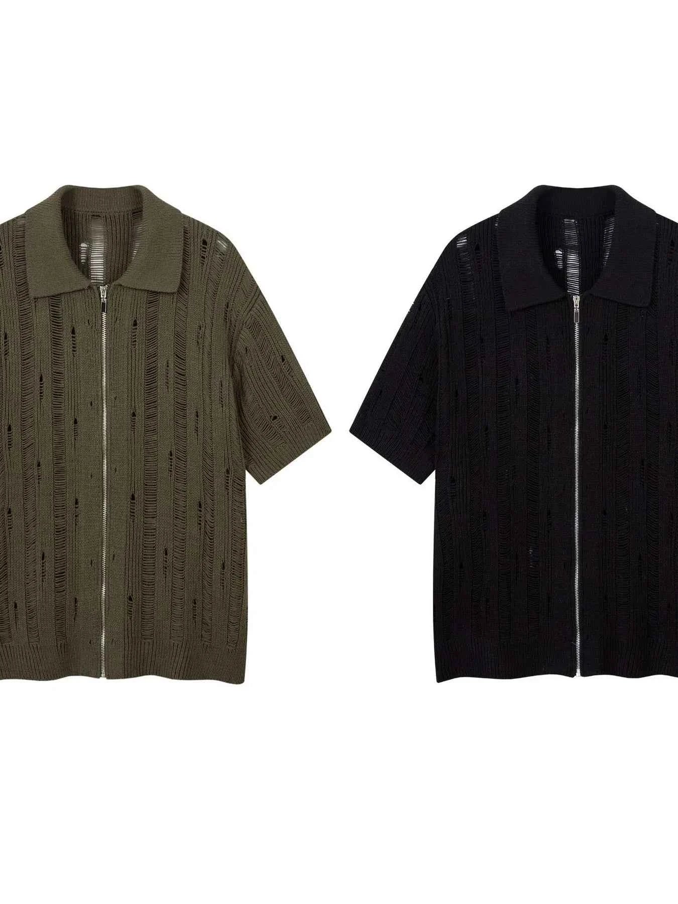 Men's Zip Up Openwork Cardigan
