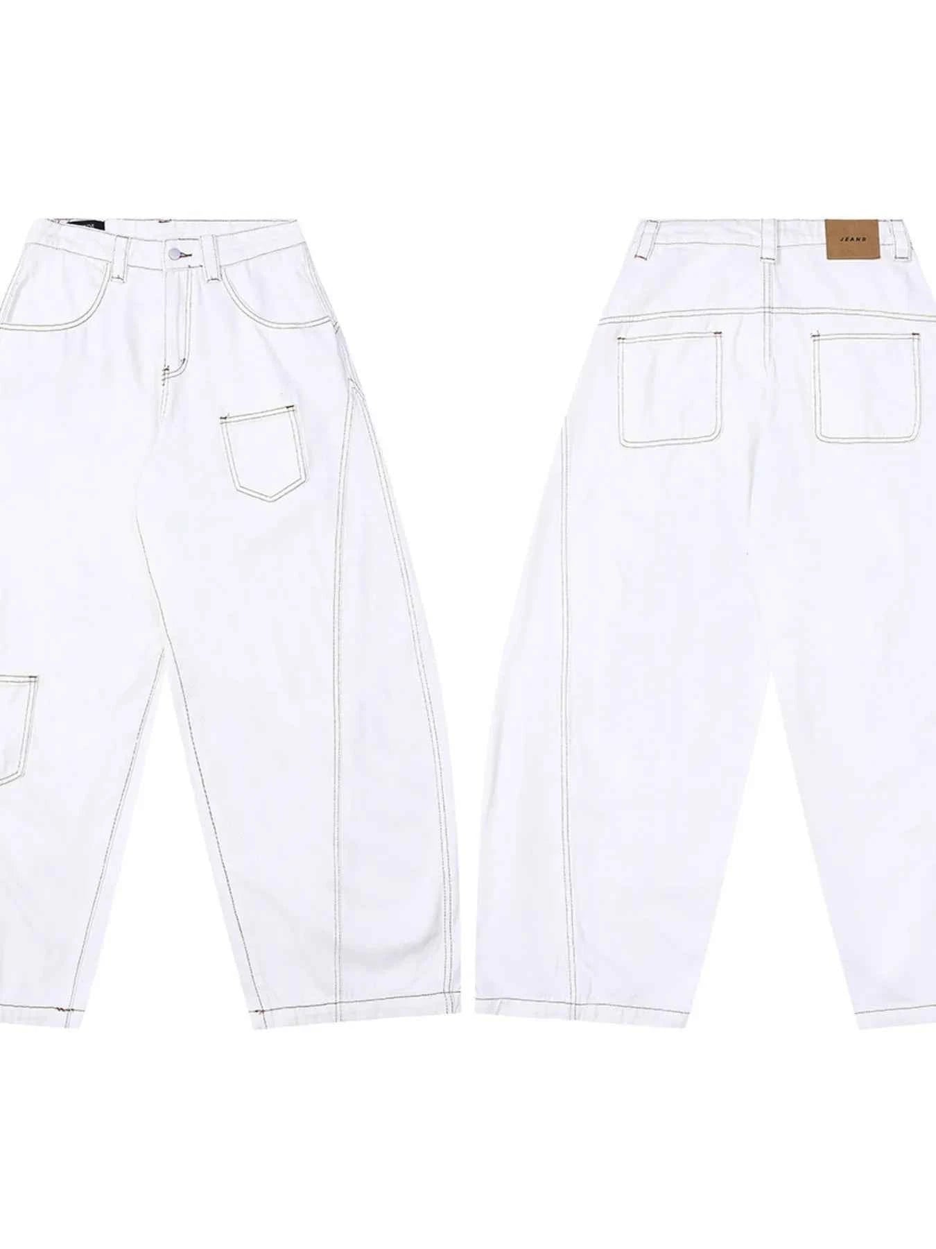 Men's Cargo Curved Jeans with Contrast Stitching