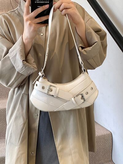 PU Leather Buckle Shoulder Bag - Damned Threads