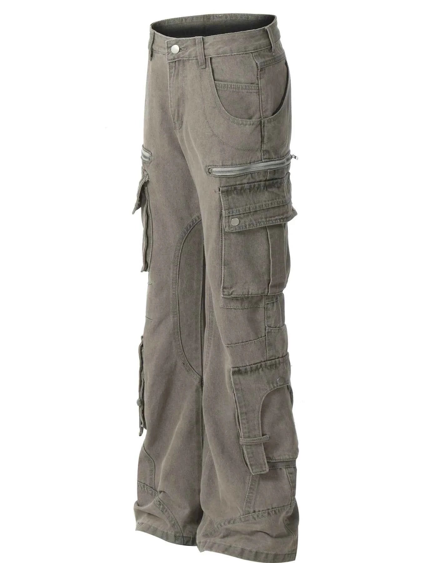 Men's Multi-Pocket Cargo Wide Leg Jeans