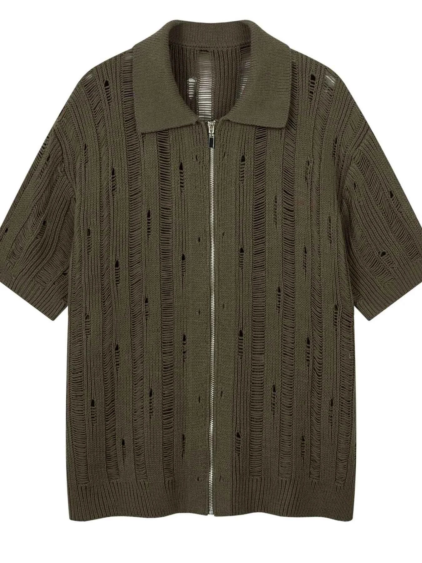 Men's Zip Up Openwork Cardigan
