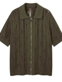 Men's Zip Up Openwork Cardigan