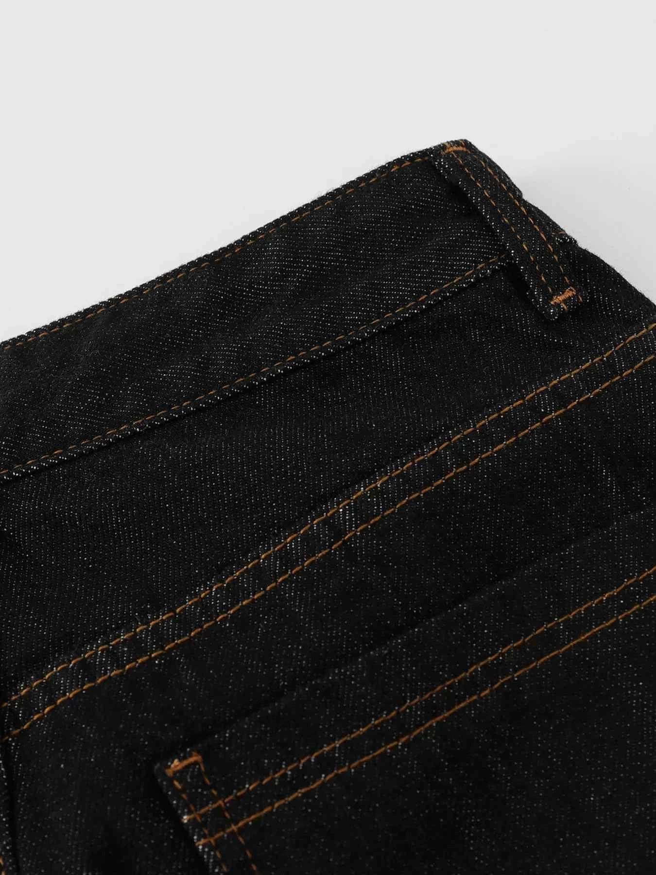 Men's Wide Leg Denim Shorts with Embroidered Pocket Detail