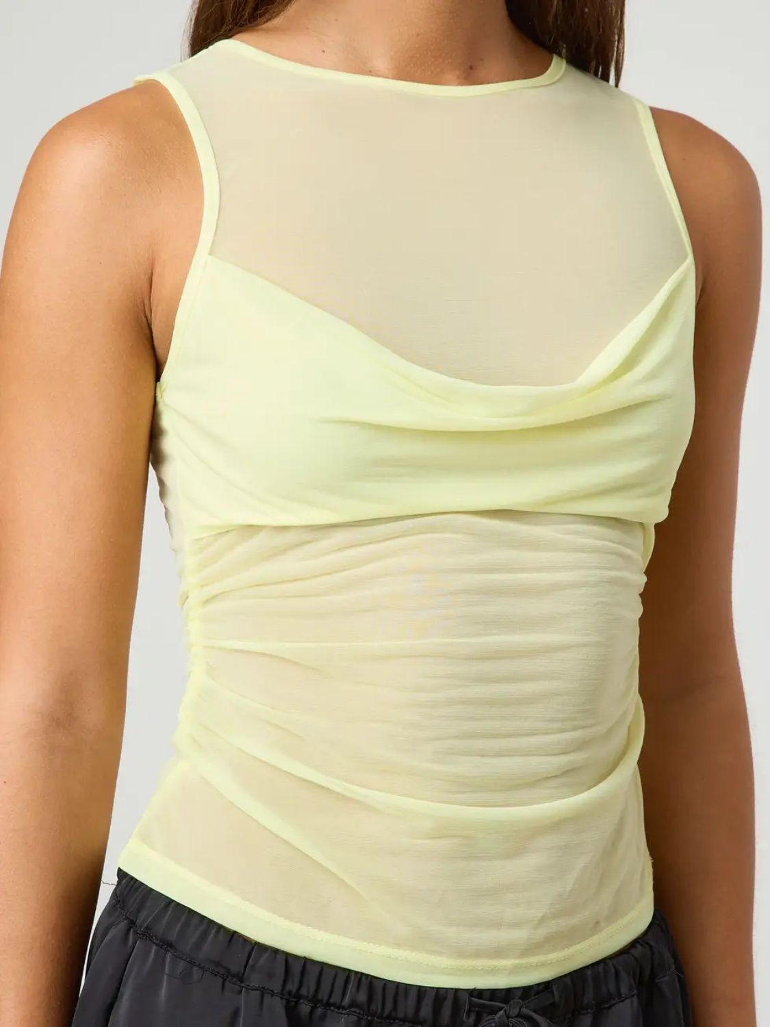 Ruched Round Neck Tank - Damned Threads