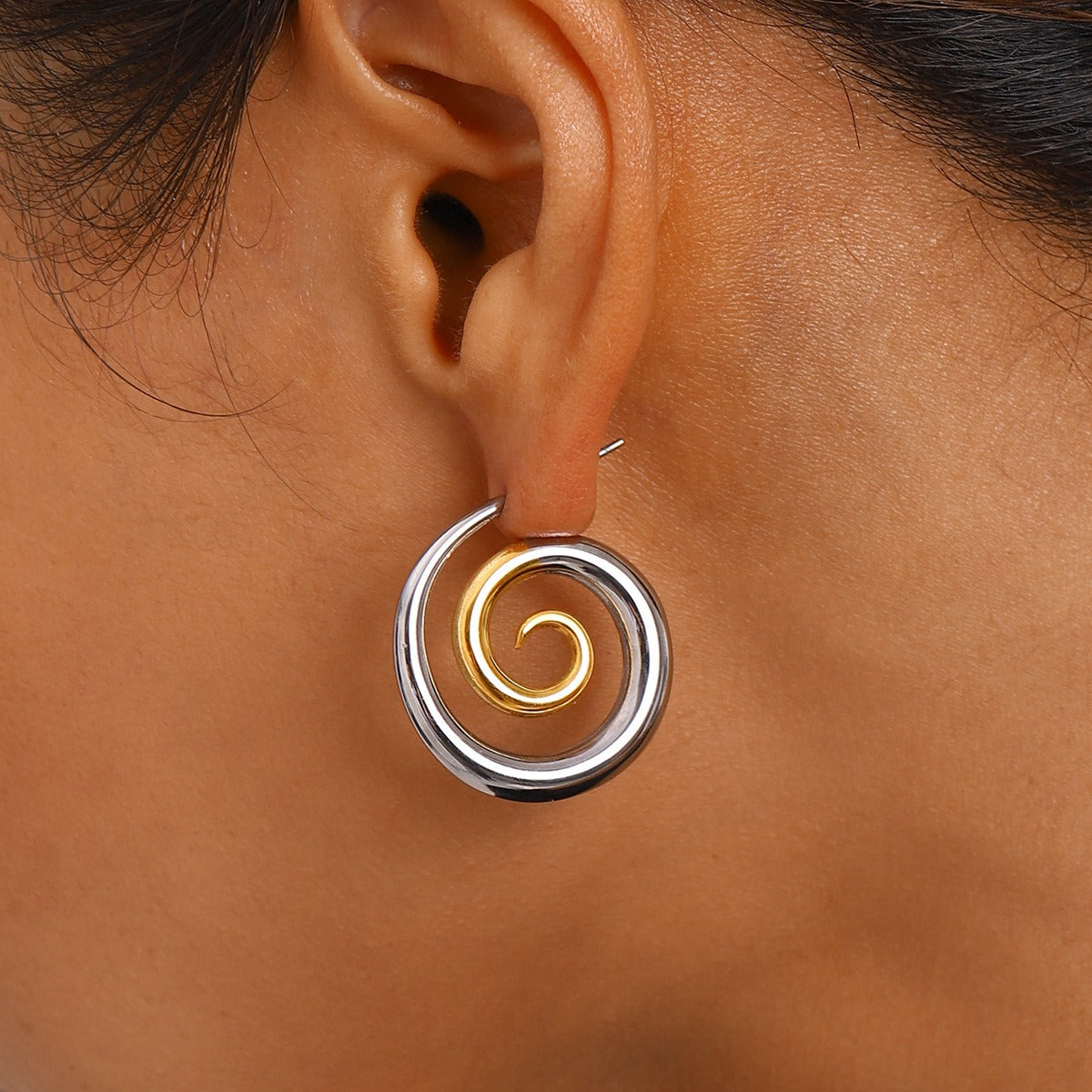 18K Gold Spiral Earrings Gold & Silver - Damned Threads