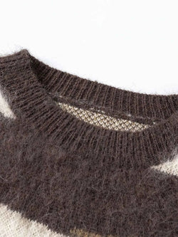 Men's Wave Striped Pattern Oversized Knit Sweater