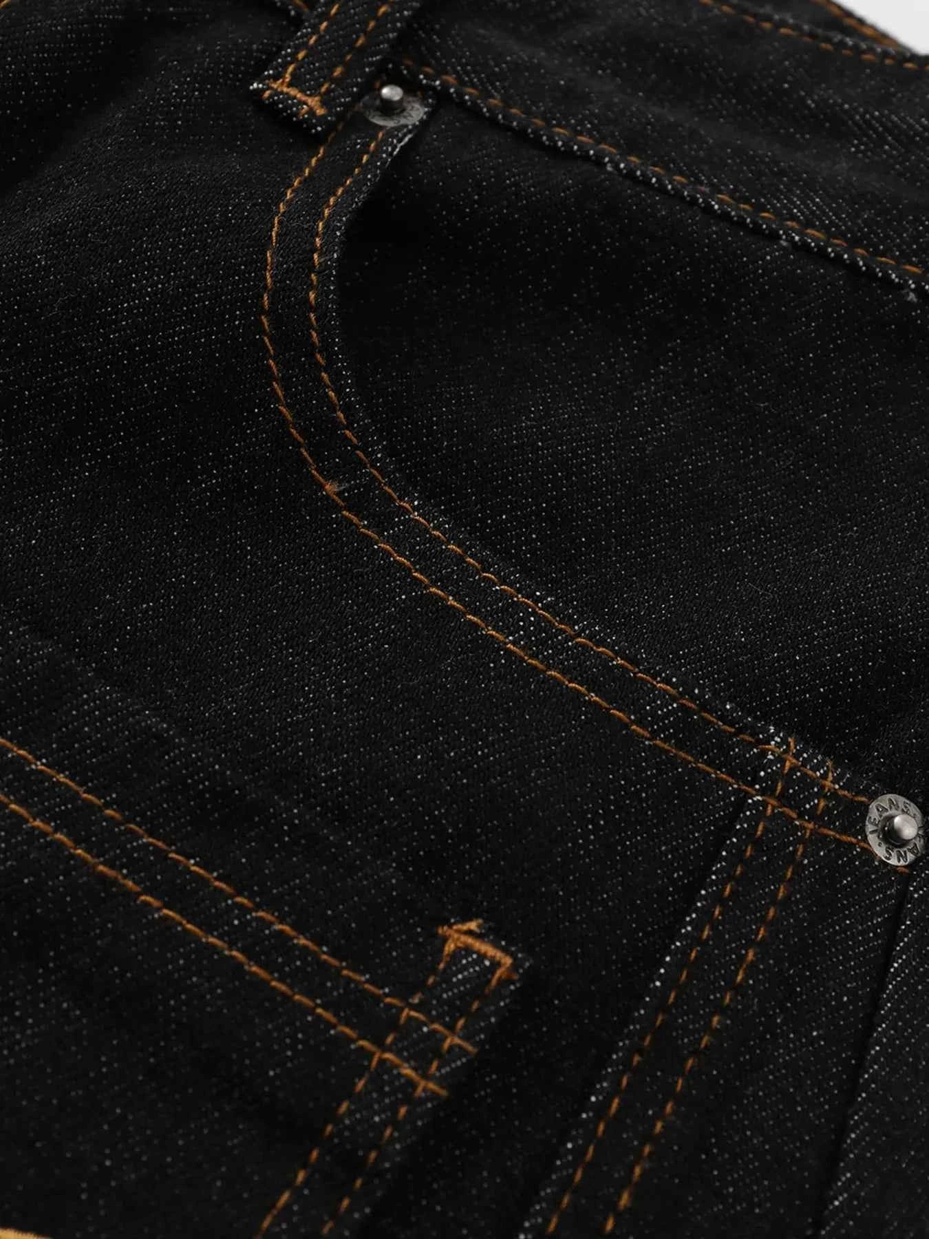 Men's Wide Leg Denim Shorts with Embroidered Pocket Detail