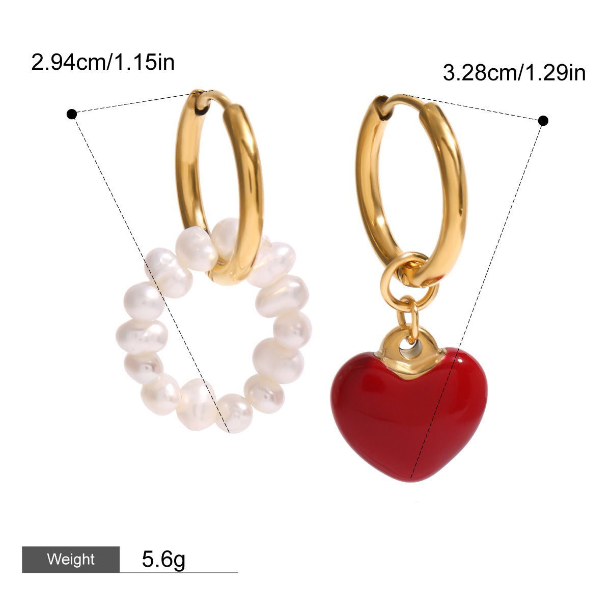 18K Gold Heart-Shaped Earrings With Oil Drop Design - Damned Threads