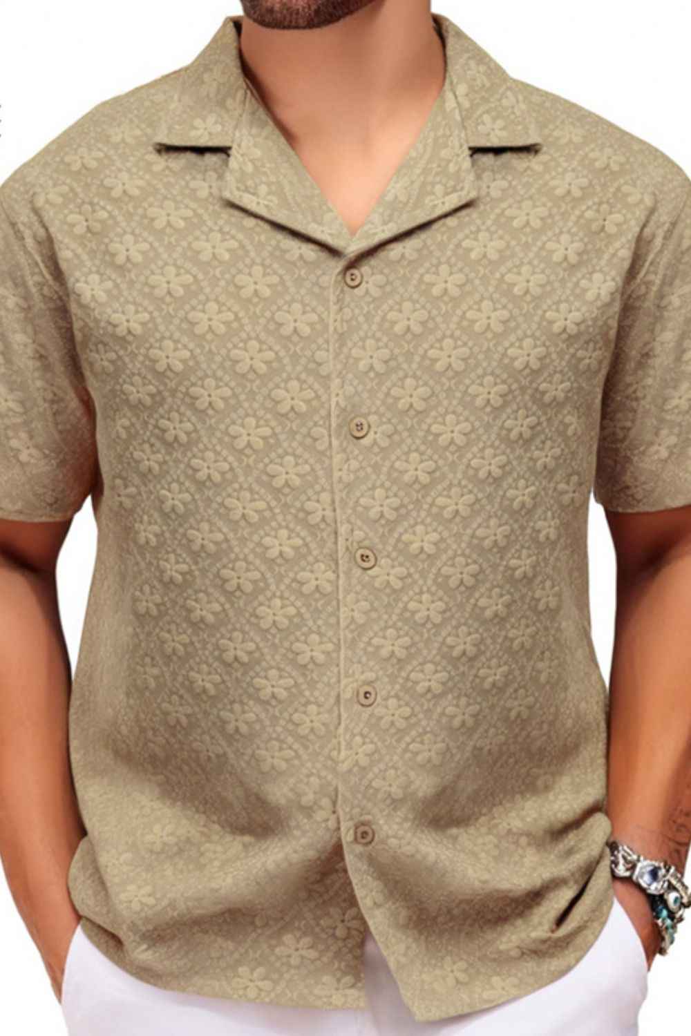Men's Plus Size Button Down Short Sleeve Shirt