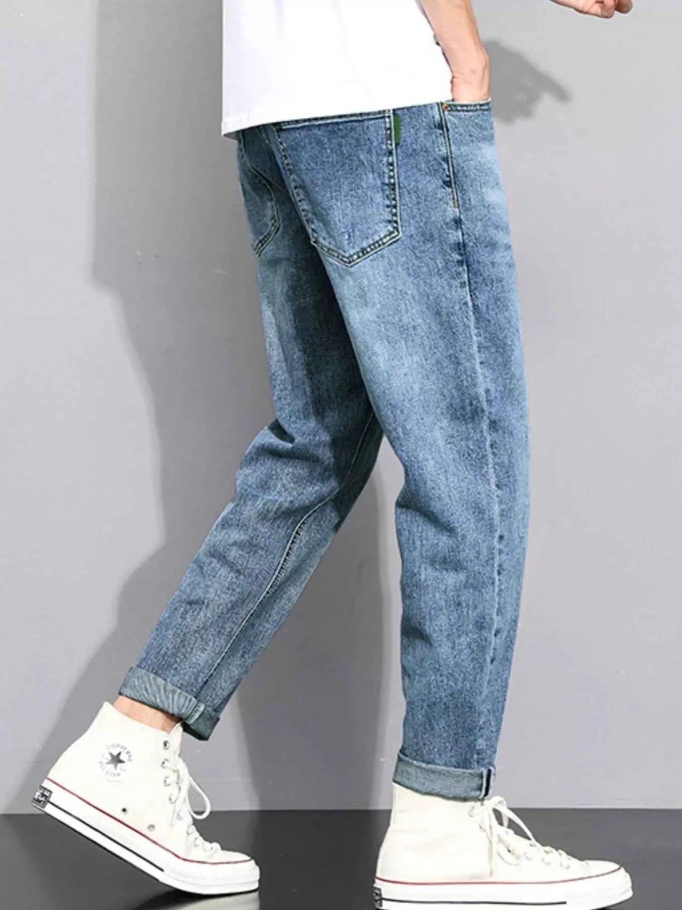 Men's Washed Straight Leg Jeans
