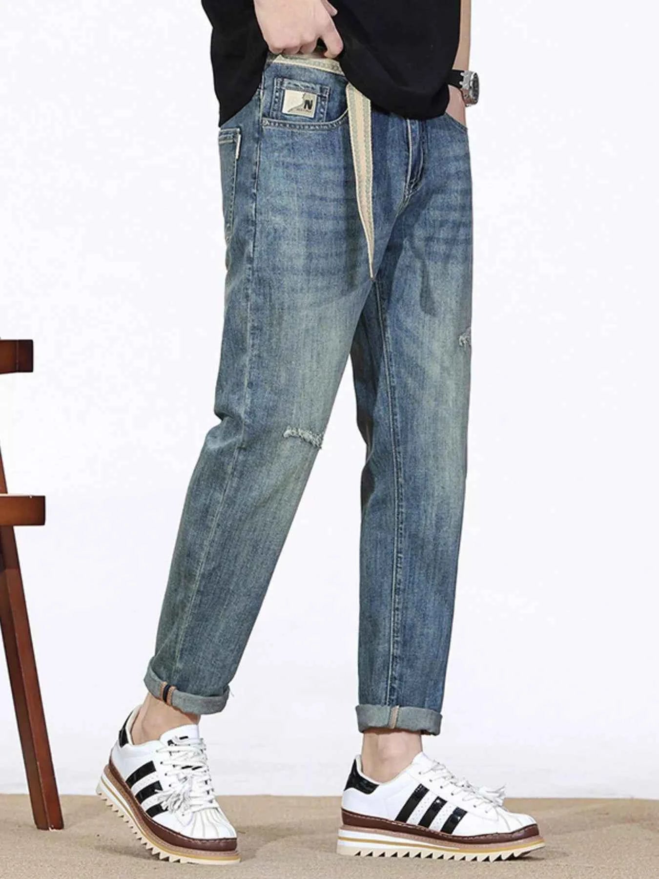 Men's Distressed Straight Leg Jeans