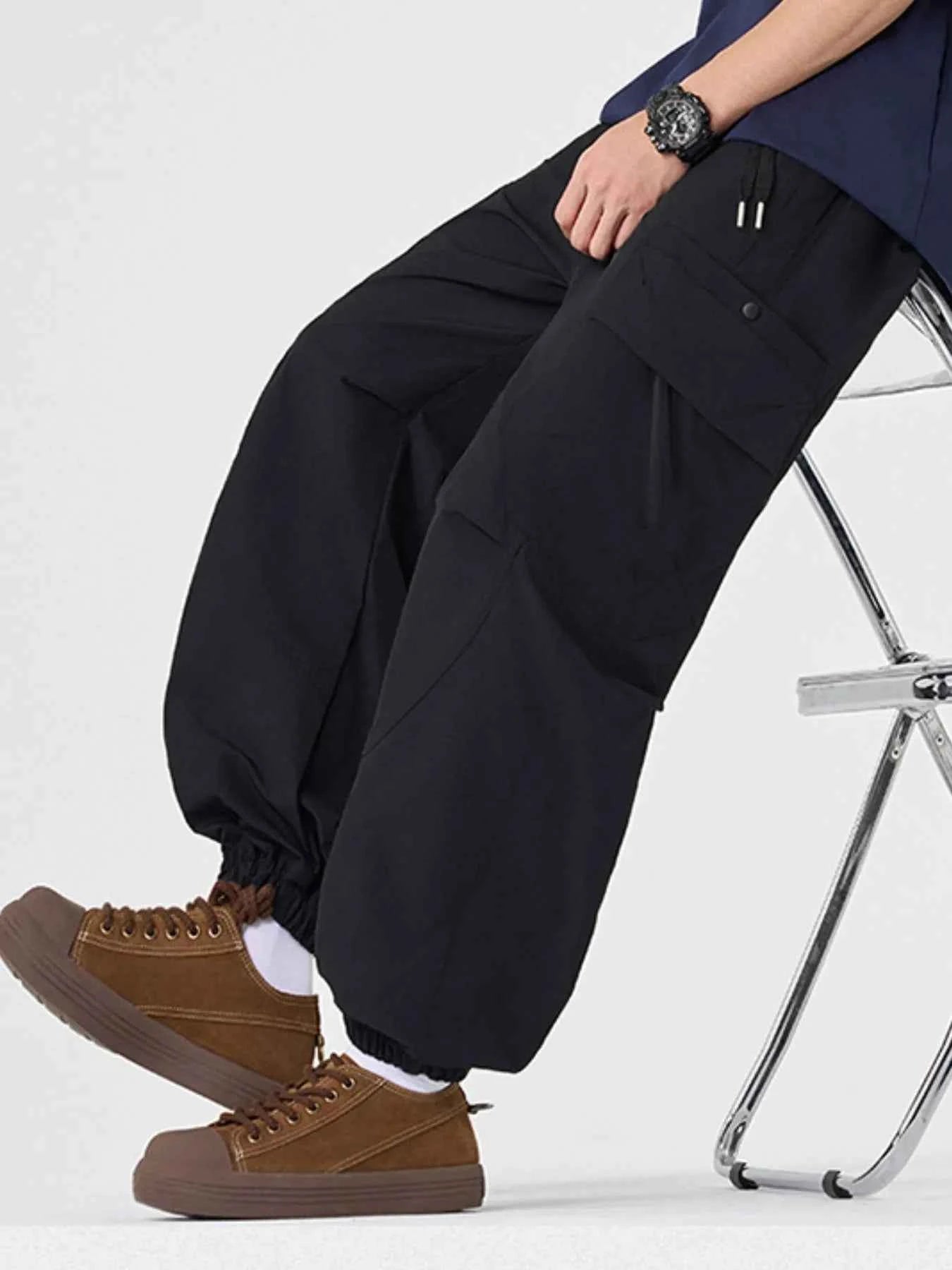 Men's Plus Size Casual Cargo Pants with Multiple Pockets
