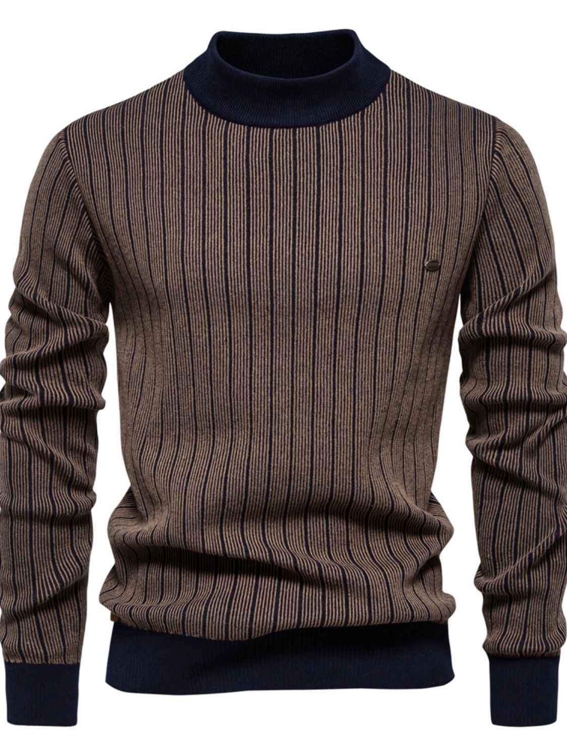 Men's Thick-Neck Contrast Striped Sweater - Damned Threads