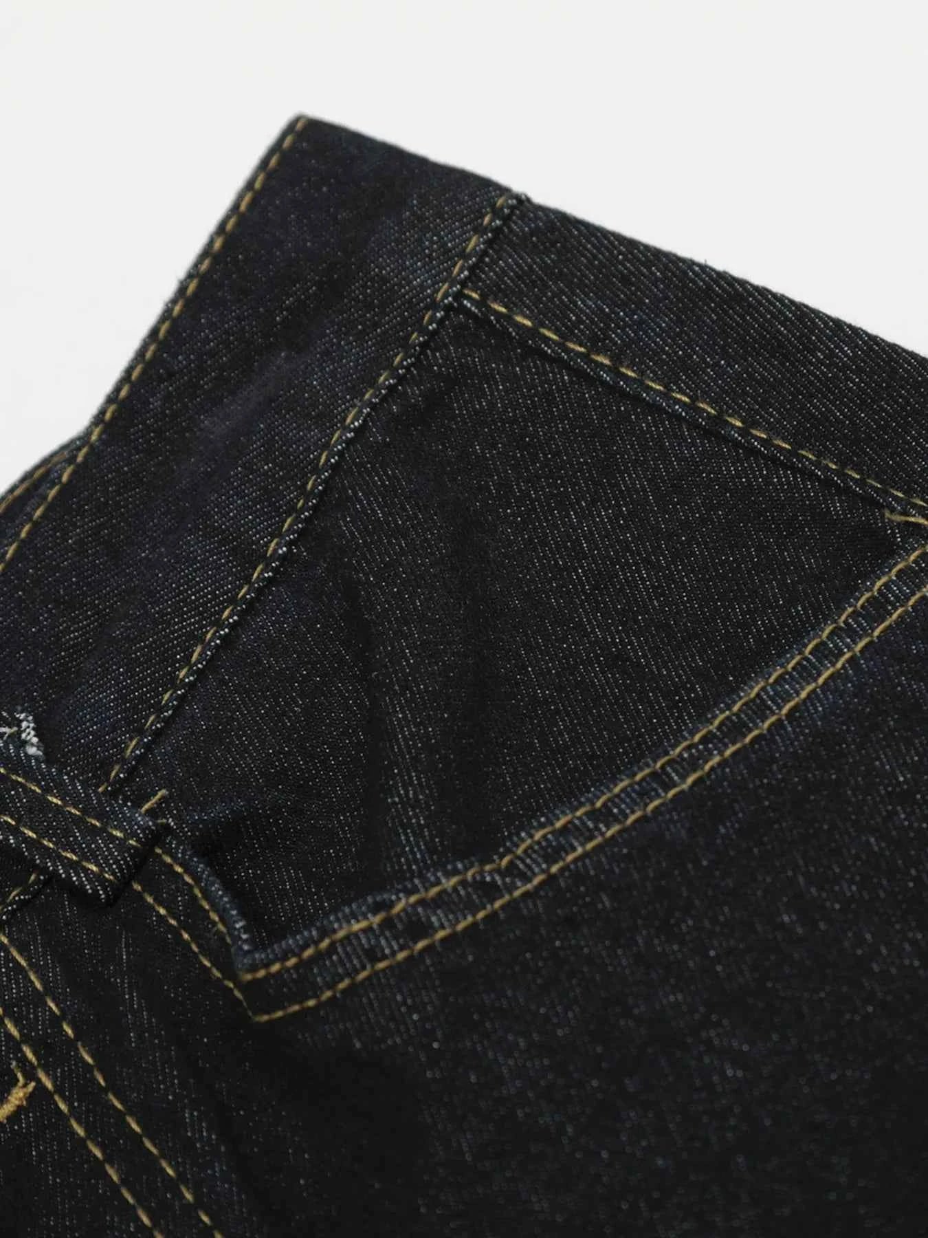 Men's Button Fly High Waist Curved Jeans