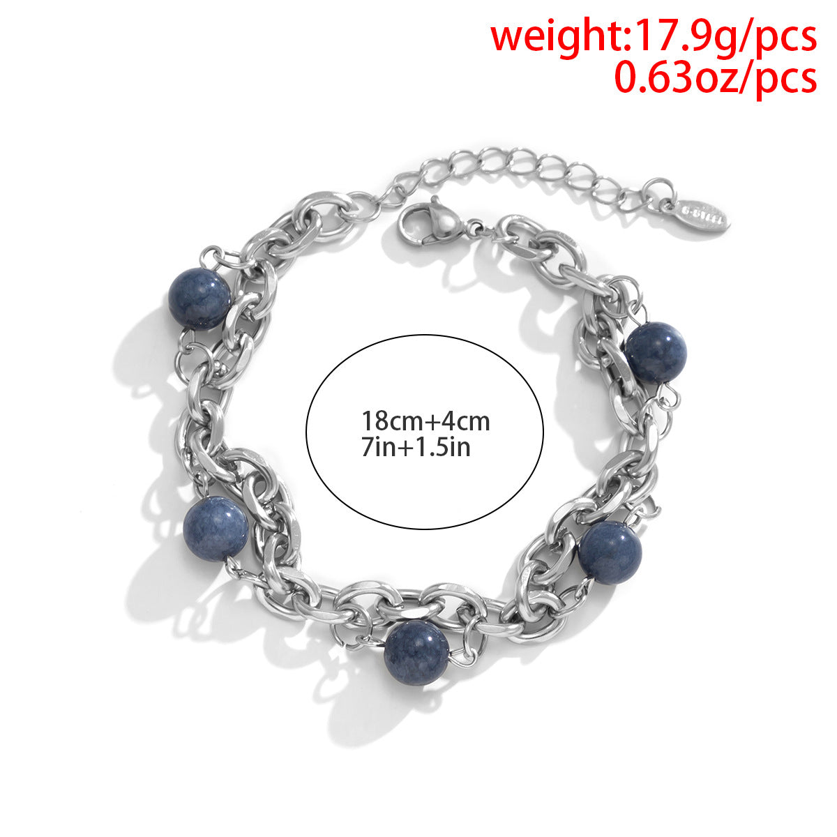 Blue Bead & Chain bracelet - Damned Threads