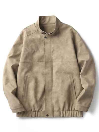 Men's Plus Size Zip Up Stand Collar Biker Jacket - Damned Threads