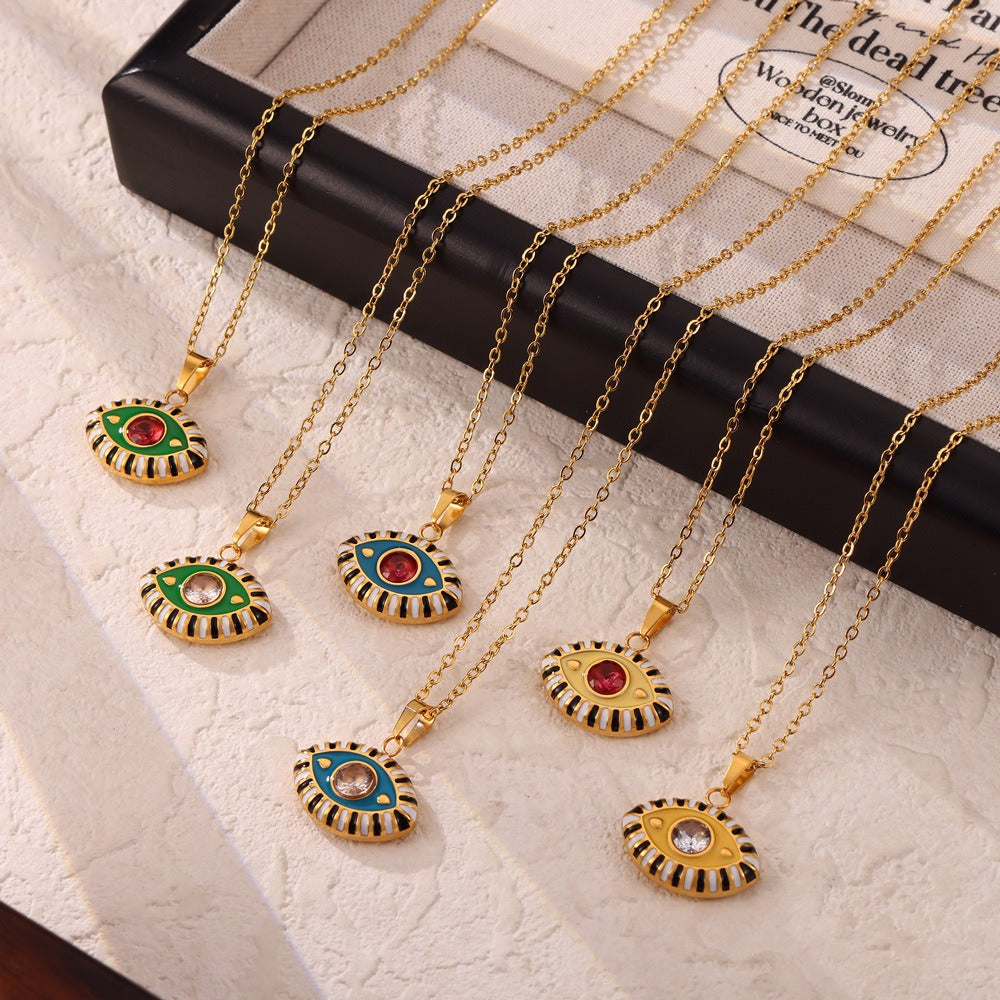 18K Gold Devil Eye Diamond Necklace - Damned Threads